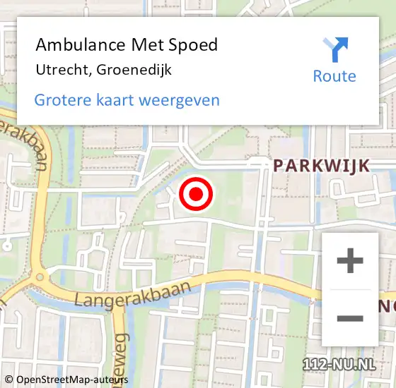 Locatie op kaart van de 112 melding: Ambulance Met Spoed Naar Utrecht, Groenedijk op 26 juni 2018 16:13