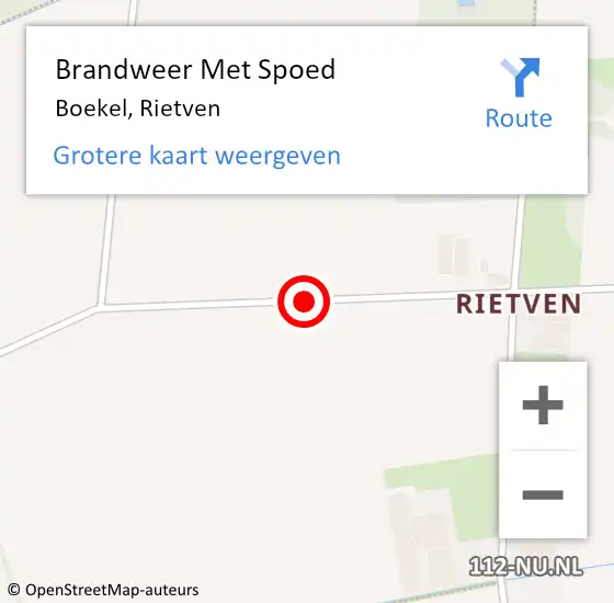 Locatie op kaart van de 112 melding: Brandweer Met Spoed Naar Boekel, Rietven op 26 juni 2018 16:34