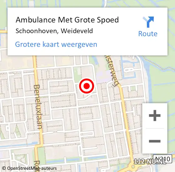 Locatie op kaart van de 112 melding: Ambulance Met Grote Spoed Naar Schoonhoven, Weideveld op 28 februari 2014 20:34