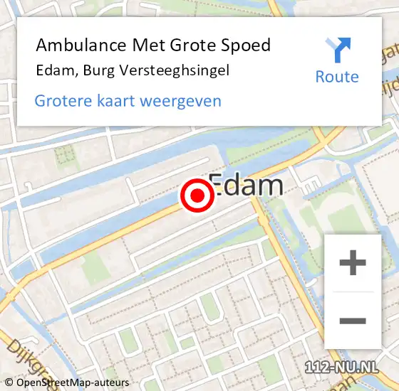 Locatie op kaart van de 112 melding: Ambulance Met Grote Spoed Naar Edam, Burg Versteeghsingel op 26 juni 2018 17:00