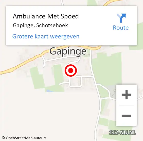 Locatie op kaart van de 112 melding: Ambulance Met Spoed Naar Gapinge, Schotsehoek op 26 juni 2018 17:10