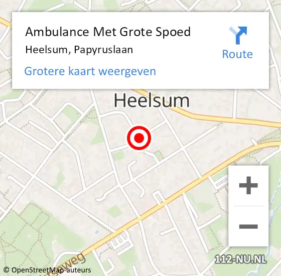 Locatie op kaart van de 112 melding: Ambulance Met Grote Spoed Naar Heelsum, Papyruslaan op 26 juni 2018 17:16