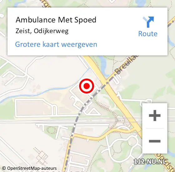Locatie op kaart van de 112 melding: Ambulance Met Spoed Naar Zeist, Odijkerweg op 26 juni 2018 17:23