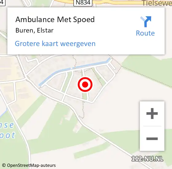 Locatie op kaart van de 112 melding: Ambulance Met Spoed Naar Buren, Elstar op 26 juni 2018 17:25