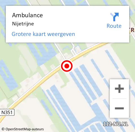 Locatie op kaart van de 112 melding: Ambulance Nijetrijne op 26 juni 2018 18:04