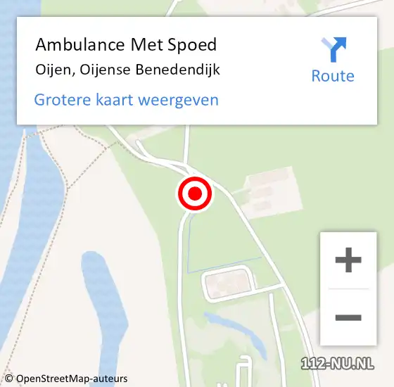 Locatie op kaart van de 112 melding: Ambulance Met Spoed Naar Oijen, Oijense Benedendijk op 26 juni 2018 18:18