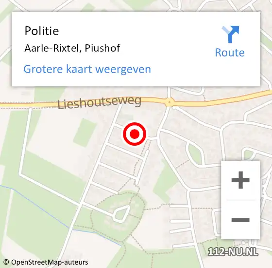 Locatie op kaart van de 112 melding: Politie Aarle-Rixtel, Piushof op 26 juni 2018 18:26
