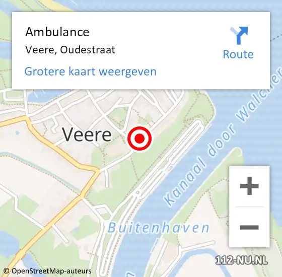 Locatie op kaart van de 112 melding: Ambulance Veere, Oudestraat op 26 juni 2018 18:53