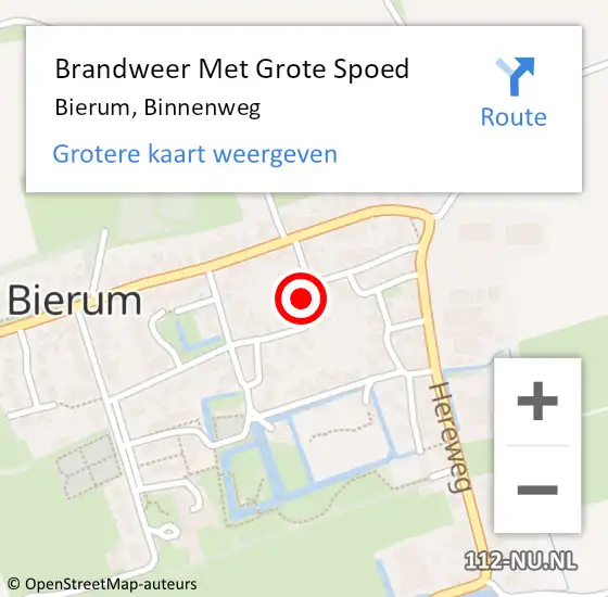 Locatie op kaart van de 112 melding: Brandweer Met Grote Spoed Naar Bierum, Binnenweg op 26 juni 2018 19:32