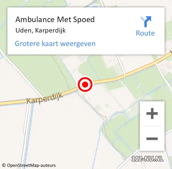 Locatie op kaart van de 112 melding: Ambulance Met Spoed Naar Uden, Karperdijk op 26 juni 2018 20:41