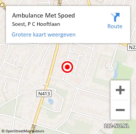 Locatie op kaart van de 112 melding: Ambulance Met Spoed Naar Soest, P C Hooftlaan op 26 juni 2018 22:04