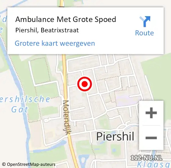 Locatie op kaart van de 112 melding: Ambulance Met Grote Spoed Naar Piershil, Beatrixstraat op 26 juni 2018 22:06