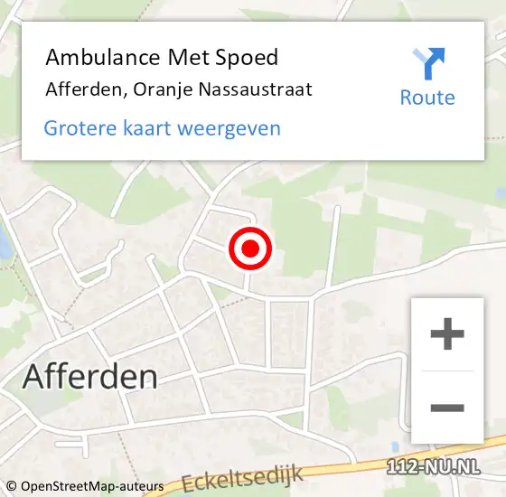 Locatie op kaart van de 112 melding: Ambulance Met Spoed Naar Afferden, Oranje Nassaustraat op 26 juni 2018 22:43
