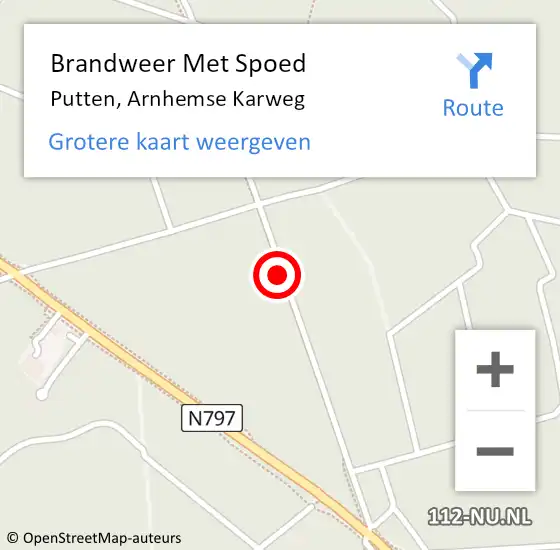 Locatie op kaart van de 112 melding: Brandweer Met Spoed Naar Putten, Arnhemse Karweg op 26 juni 2018 23:01