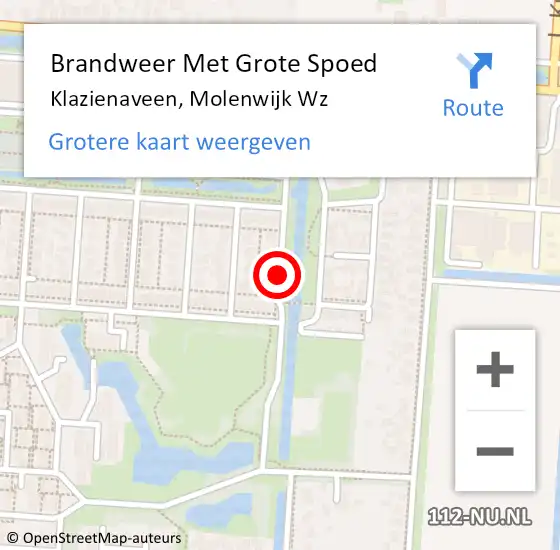 Locatie op kaart van de 112 melding: Brandweer Met Grote Spoed Naar Klazienaveen, Molenwijk Wz op 26 juni 2018 23:02