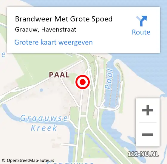 Locatie op kaart van de 112 melding: Brandweer Met Grote Spoed Naar Graauw, Havenstraat op 26 juni 2018 23:18