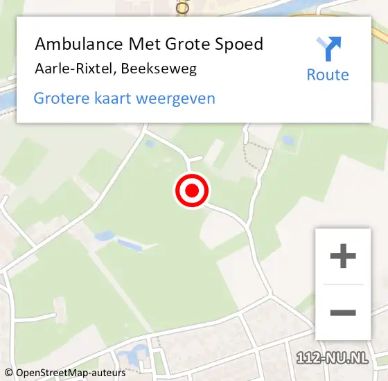 Locatie op kaart van de 112 melding: Ambulance Met Grote Spoed Naar Aarle-Rixtel, Beekseweg op 26 juni 2018 23:53