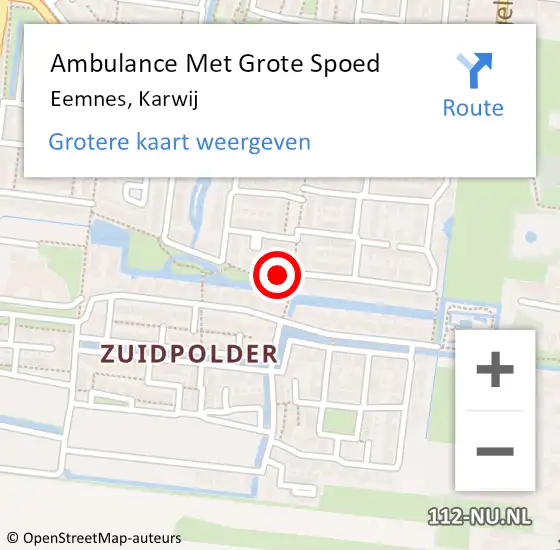 Locatie op kaart van de 112 melding: Ambulance Met Grote Spoed Naar Eemnes, Karwij op 27 juni 2018 00:09