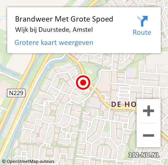 Locatie op kaart van de 112 melding: Brandweer Met Grote Spoed Naar Wijk bij Duurstede, Amstel op 27 juni 2018 00:10