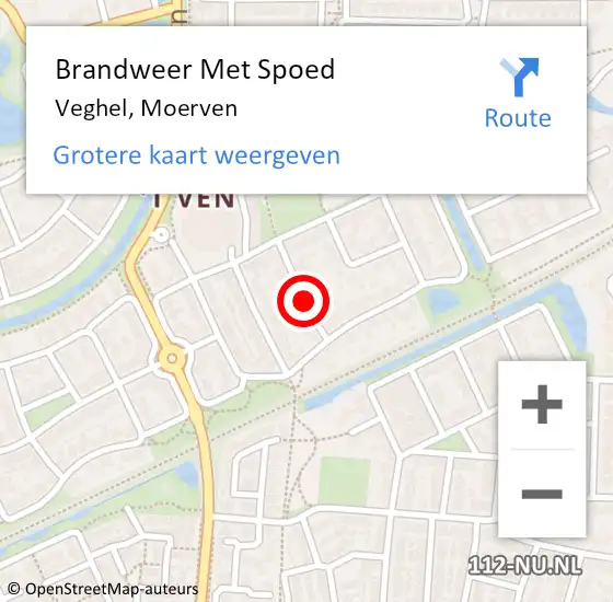 Locatie op kaart van de 112 melding: Brandweer Met Spoed Naar Veghel, Moerven op 27 juni 2018 00:18