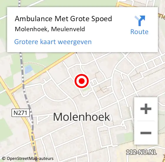 Locatie op kaart van de 112 melding: Ambulance Met Grote Spoed Naar Molenhoek, Meulenveld op 27 juni 2018 00:36