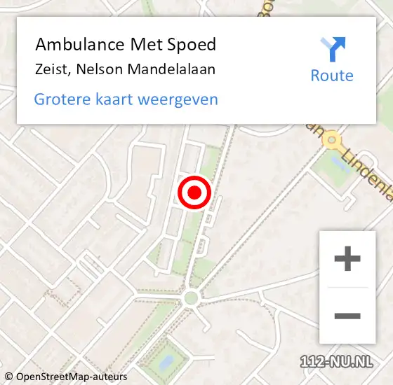 Locatie op kaart van de 112 melding: Ambulance Met Spoed Naar Zeist, Nelson Mandelalaan op 27 juni 2018 00:45