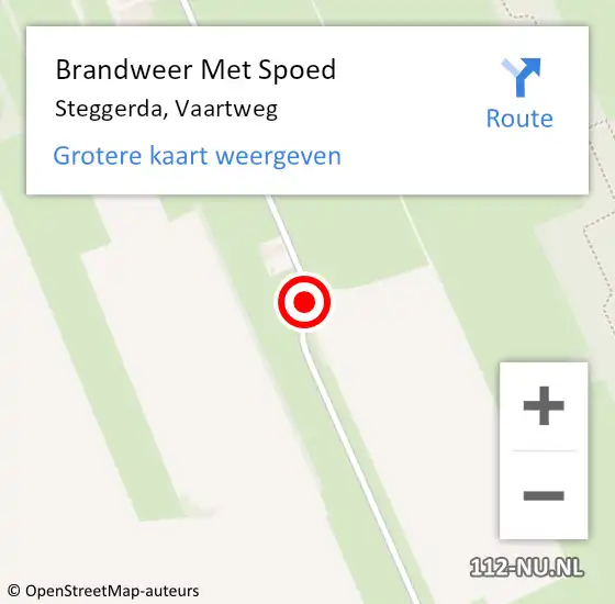 Locatie op kaart van de 112 melding: Brandweer Met Spoed Naar Steggerda, Vaartweg op 27 juni 2018 01:36