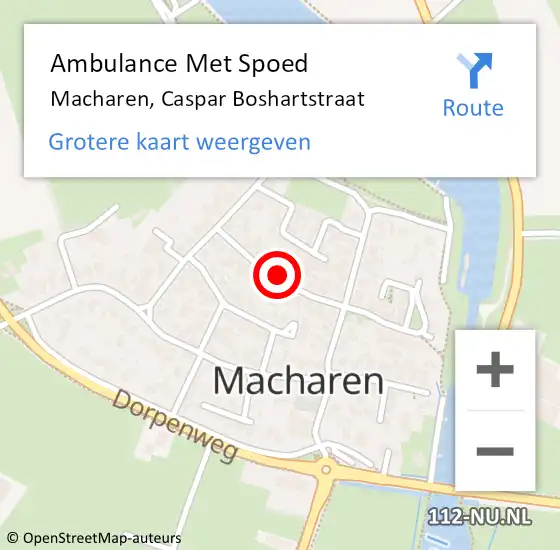 Locatie op kaart van de 112 melding: Ambulance Met Spoed Naar Macharen, Caspar Boshartstraat op 27 juni 2018 02:41