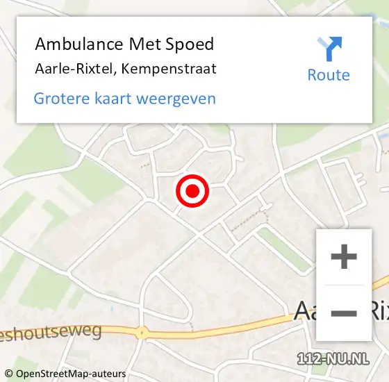 Locatie op kaart van de 112 melding: Ambulance Met Spoed Naar Aarle-Rixtel, Kempenstraat op 27 juni 2018 02:58