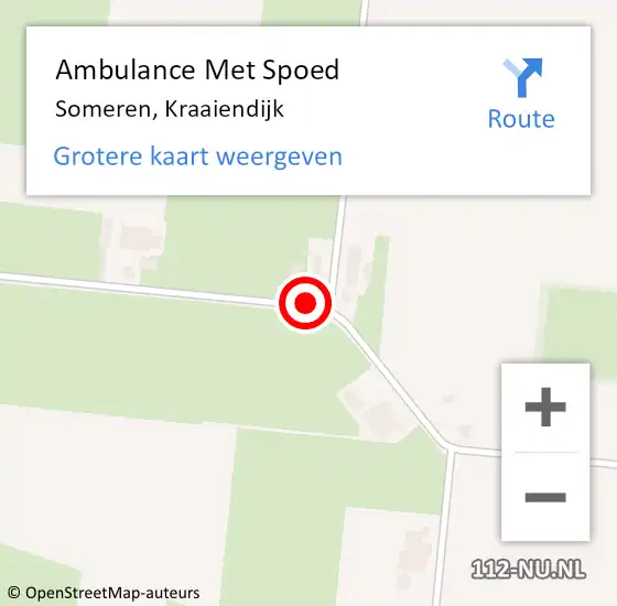 Locatie op kaart van de 112 melding: Ambulance Met Spoed Naar Someren, Kraaiendijk op 27 juni 2018 03:44
