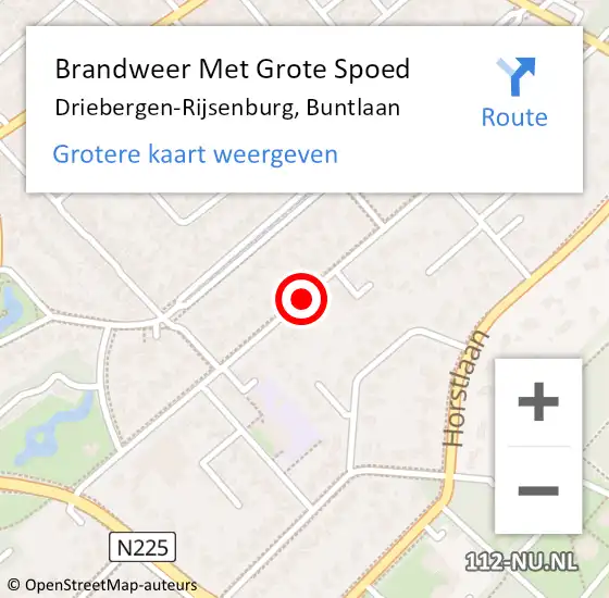 Locatie op kaart van de 112 melding: Brandweer Met Grote Spoed Naar Driebergen-Rijsenburg, Buntlaan op 27 juni 2018 04:24