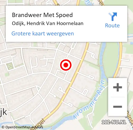 Locatie op kaart van de 112 melding: Brandweer Met Spoed Naar Odijk, Hendrik Van Hoornelaan op 27 juni 2018 04:35