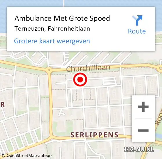 Locatie op kaart van de 112 melding: Ambulance Met Grote Spoed Naar Terneuzen, Fahrenheitlaan op 27 juni 2018 05:42