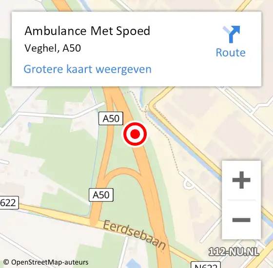 Locatie op kaart van de 112 melding: Ambulance Met Spoed Naar Veghel, A50 op 27 juni 2018 06:16