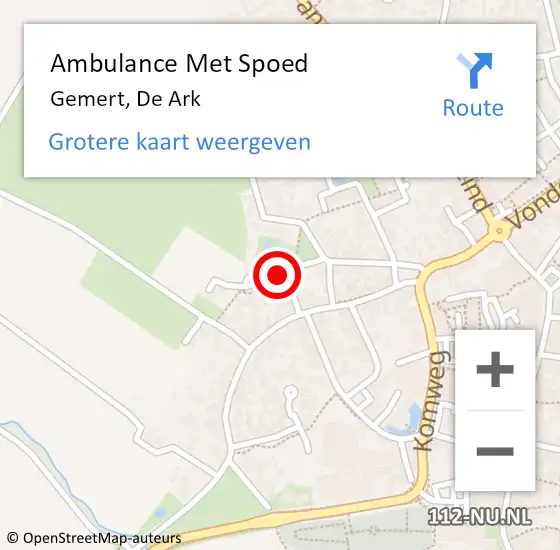 Locatie op kaart van de 112 melding: Ambulance Met Spoed Naar Gemert, De Ark op 27 juni 2018 06:39