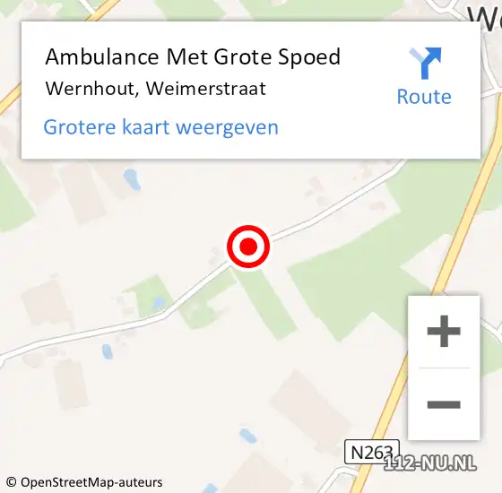 Locatie op kaart van de 112 melding: Ambulance Met Grote Spoed Naar Wernhout, Weimerstraat op 27 juni 2018 07:29