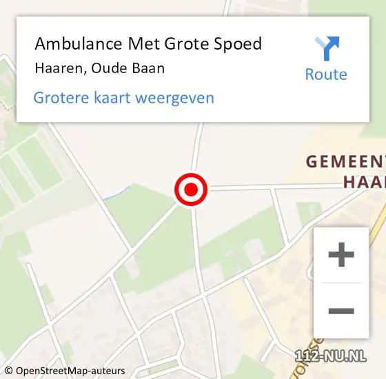 Locatie op kaart van de 112 melding: Ambulance Met Grote Spoed Naar Haaren, Oude Baan op 27 juni 2018 07:34