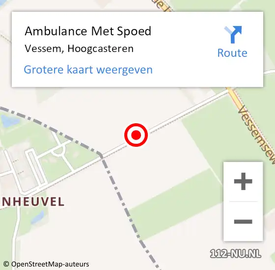 Locatie op kaart van de 112 melding: Ambulance Met Spoed Naar Vessem, Hoogcasteren op 27 juni 2018 08:29