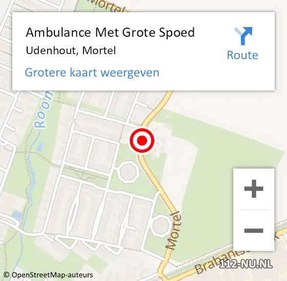 Locatie op kaart van de 112 melding: Ambulance Met Grote Spoed Naar Udenhout, Mortel op 27 juni 2018 08:37