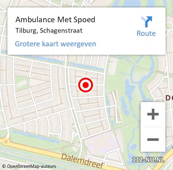 Locatie op kaart van de 112 melding: Ambulance Met Spoed Naar Tilburg, Schagenstraat op 27 juni 2018 08:43