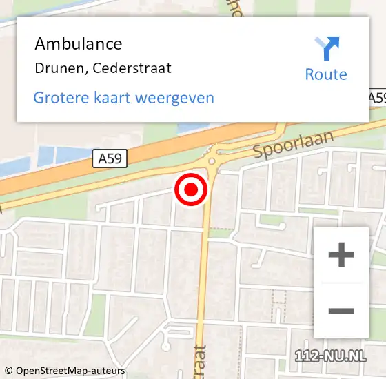 Locatie op kaart van de 112 melding: Ambulance Drunen, Cederstraat op 27 juni 2018 08:56