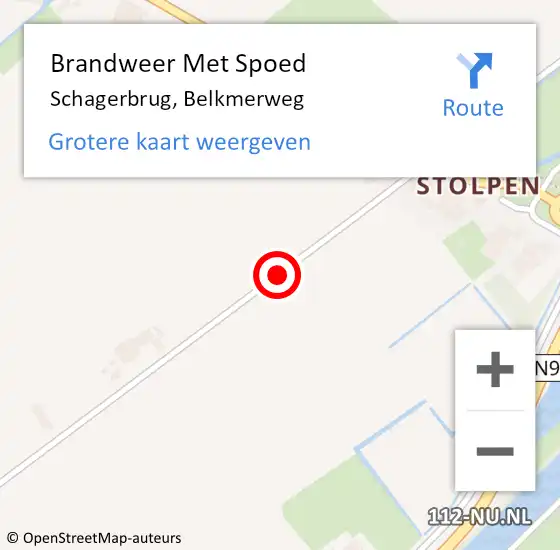 Locatie op kaart van de 112 melding: Brandweer Met Spoed Naar Schagerbrug, Belkmerweg op 27 juni 2018 09:01