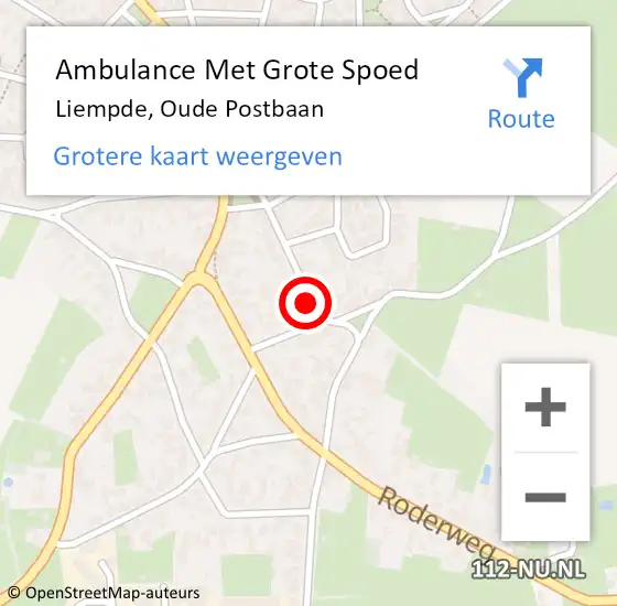 Locatie op kaart van de 112 melding: Ambulance Met Grote Spoed Naar Liempde, Oude Postbaan op 27 juni 2018 09:12
