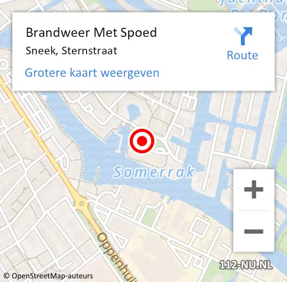 Locatie op kaart van de 112 melding: Brandweer Met Spoed Naar Sneek, Sternstraat op 27 juni 2018 09:38