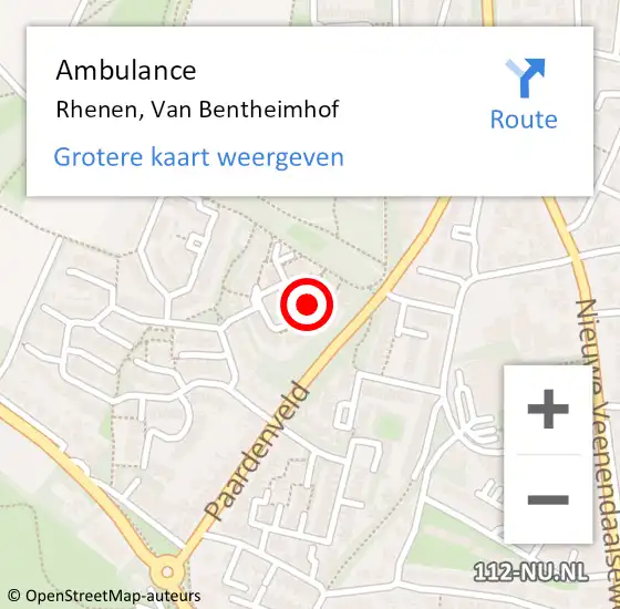 Locatie op kaart van de 112 melding: Ambulance Rhenen, Van Bentheimhof op 27 juni 2018 09:38