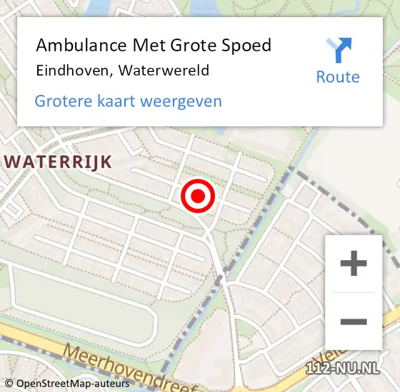 Locatie op kaart van de 112 melding: Ambulance Met Grote Spoed Naar Eindhoven, Waterwereld op 27 juni 2018 09:57