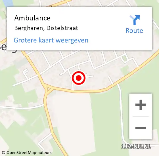 Locatie op kaart van de 112 melding: Ambulance Bergharen, Distelstraat op 27 juni 2018 09:57