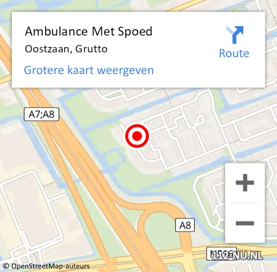 Locatie op kaart van de 112 melding: Ambulance Met Spoed Naar Oostzaan, Grutto op 27 juni 2018 09:58