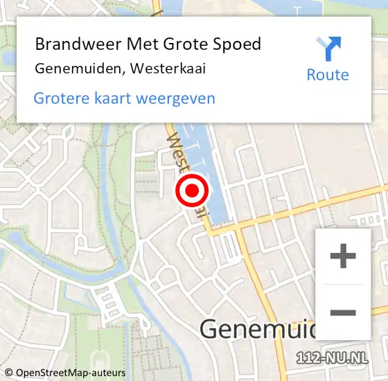 Locatie op kaart van de 112 melding: Brandweer Met Grote Spoed Naar Genemuiden, Westerkaai op 27 juni 2018 10:08