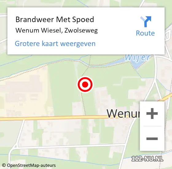 Locatie op kaart van de 112 melding: Brandweer Met Spoed Naar Wenum Wiesel, Zwolseweg op 27 juni 2018 10:27